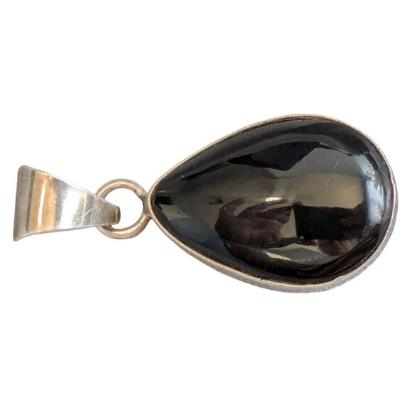 Sterling Silver Teardrop Black Onyx Pendant With Beveled Bail For Chain Jewelry - Picture 8 of 9